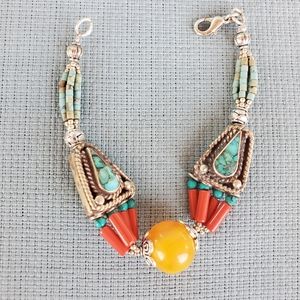 New Tibetan Turquoise 925 Silver Bracelet.